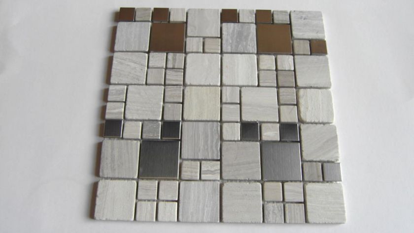   TUMBLED MARBLE RANDOM SQUARES MOSAIC TILE   Wall, backsplash  