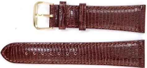 WATCH BAND BROWN 18MM XL GENUINE LEATHER LIZARD GRAIN  