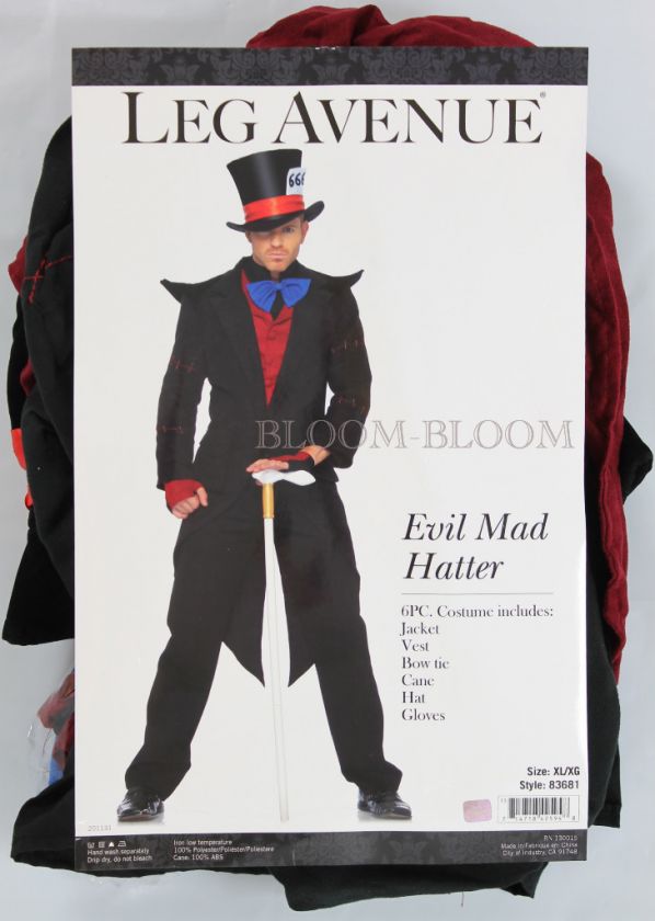 Evil Mad Hatter Leg Avenue Halloween Costume SM, ML, XL  