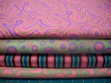 Moda Fabric ~ Happy Go Retro~ 4pc group Pink Green  