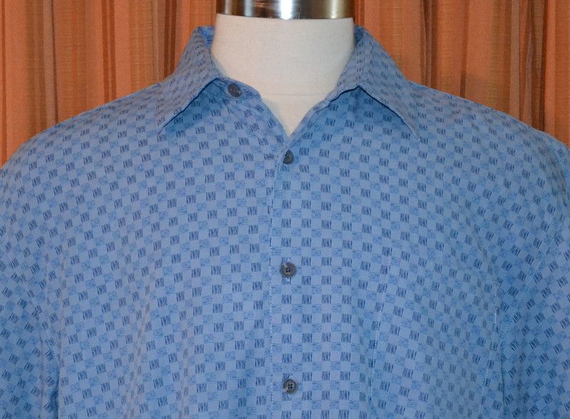 TOSCANO SHORT SLEEVE BLUE 100% SILK CASUAL BUTTON DOWN SHIRT MENS XL 