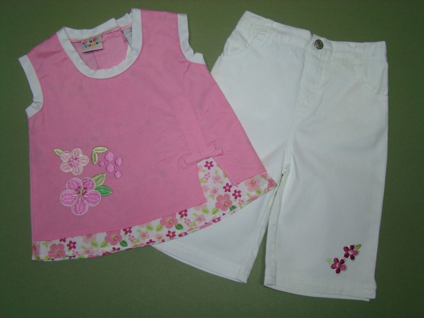 NWT Girls Pink Flower Capri Set CRADLE TOGS Sz 18 Mos.  