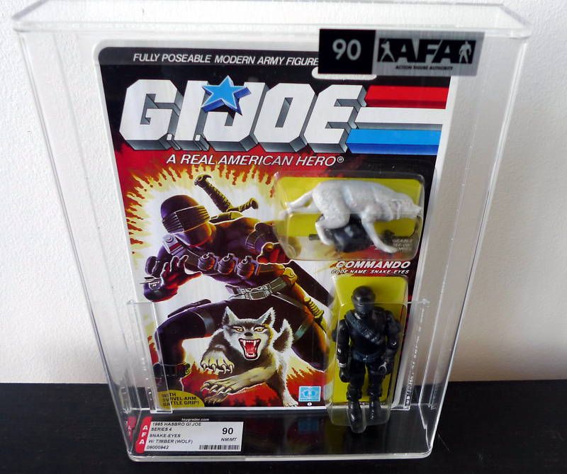 1983, 1985 Gi Joe SNAKE EYES w/ Timber AFA 90 US card  