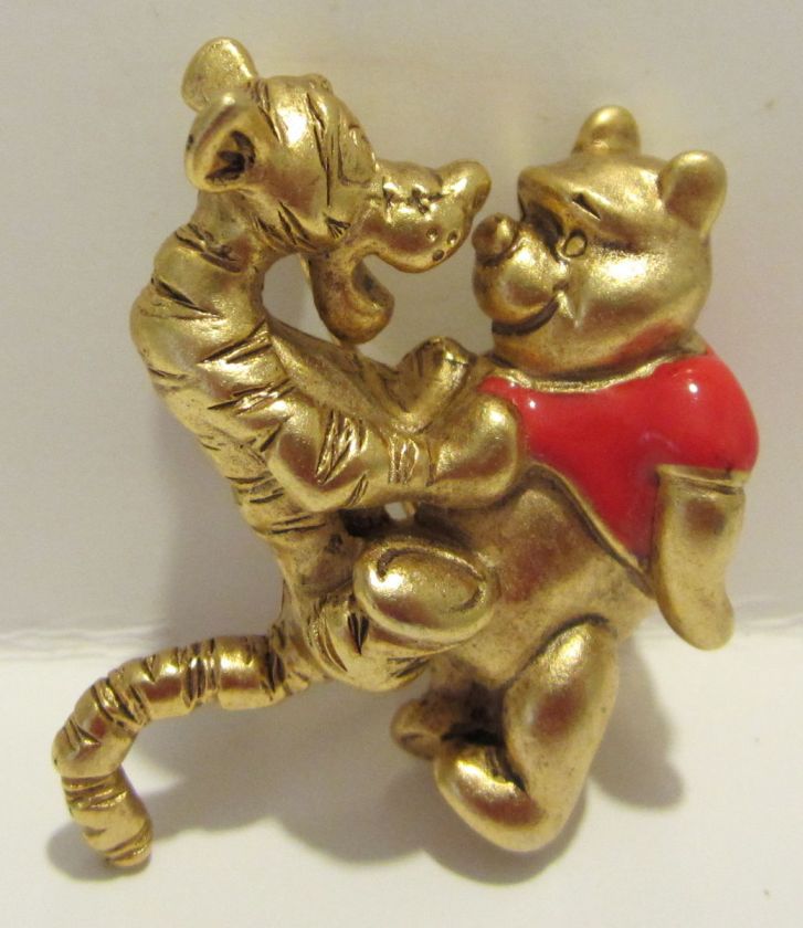 DISNEY GOLDTONE WINNIE THE POOH & TIGGER BROOCH / PIN  