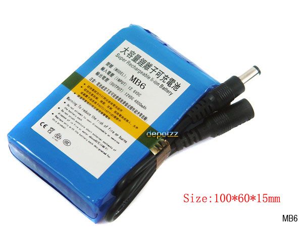 Portable 12V li ion Rechargeable Battery Pack 4800 mAh  