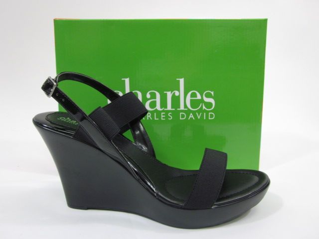 NIB CHARLES BY CHARLES DAVID Black Tickler Wedges Sz 10  