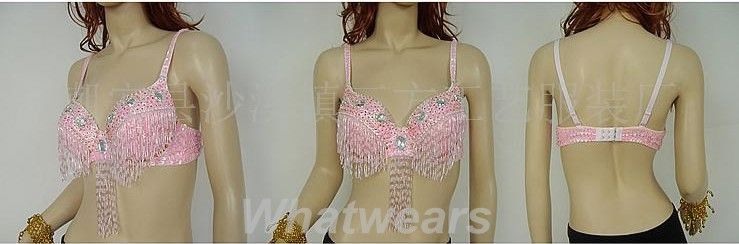 Belly Dance Costume Halter Fringe Crystal Bra Top 34B C  