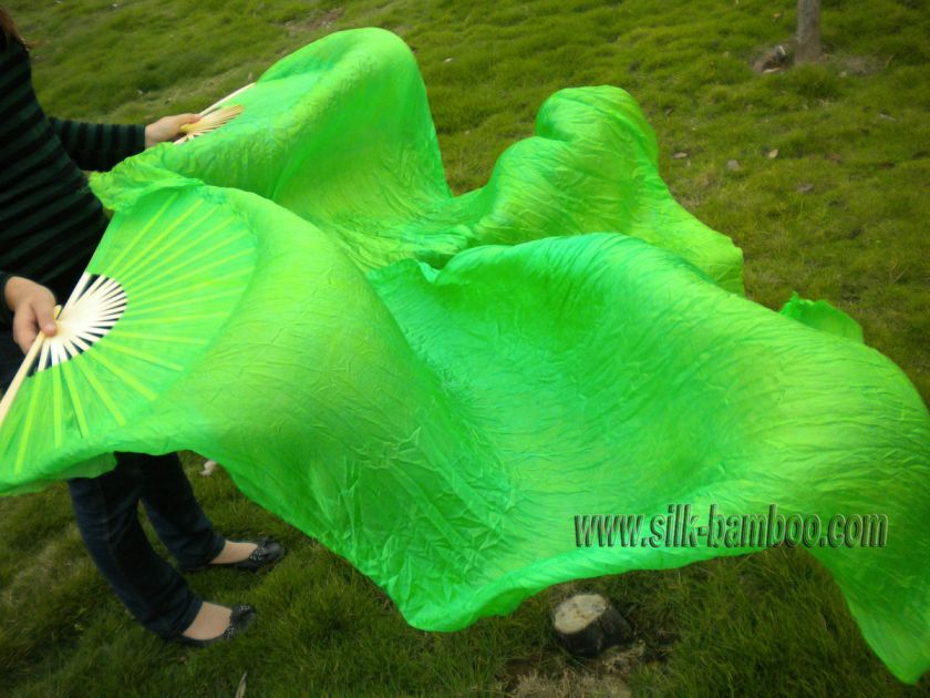    flowy light silk, 1.5m belly dance silk fan veil, 2pc=1R+1L=1set