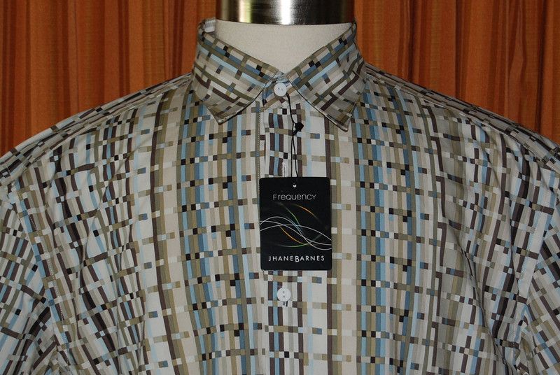 JHANE BARNES FREQUENCY GREEN BLUE SHIRT MENS LARGE NWT  