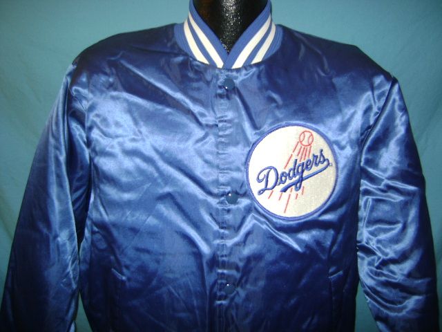 vintage LOS ANGELES LA DODGERS BLUE SHINY SATIN CHALK LINE JACKET 