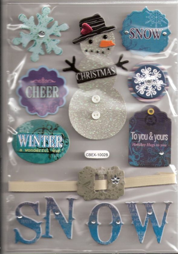 Holiday winter Snowman snow 3 D scrapbooking Stickers  