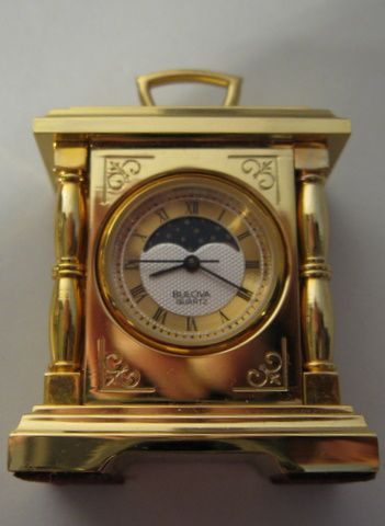 NIB Bulova Miniature Clock B0508 Chaperone Carriage Moonphase Lantern 