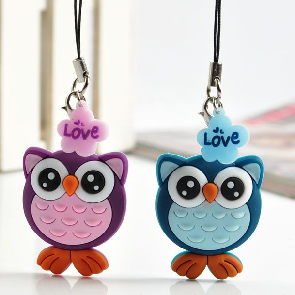 1Pair Love OWL Lover Couple Cell Phone PDA Bag Charm  