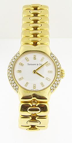 TIFFANY & CO DIAMOND TESORO 18KT YELLOW GOLD WATCH  