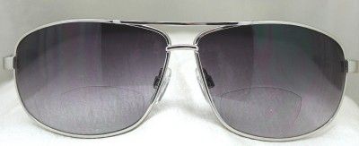 SILVER X Wrap Metal AVIATOR Bifocal SUNGLASSES ~ Sun Readers ~ + 1.5