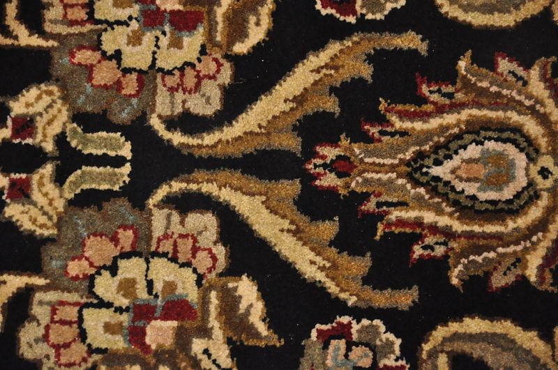 5x10 WOOL RUNNER HANDMADE BLACK RED GOLD JAIPUR INDIA  