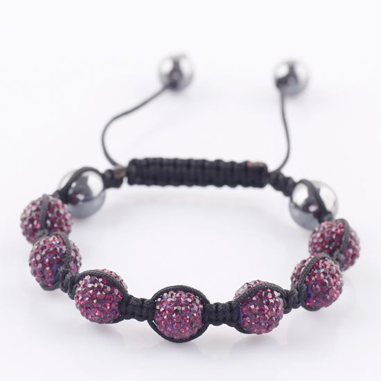   Macrame PURPLE CZ Crystal Disco Magnetite Balls Adjustable Bracelets