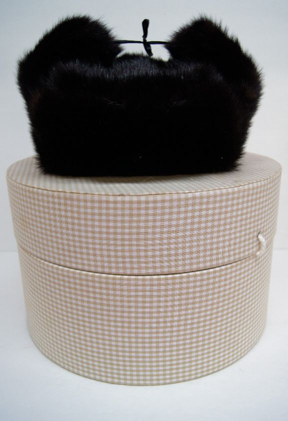 REAL Russian Black Mink Ushanka FUR Hat EXCELLENT QUALITY & CONDITION 