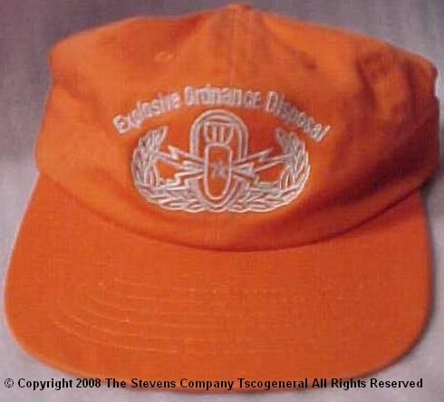 BRAND NEW ORANGE E.O.D. BOMB DISPOSAL HAT W/EOD EMBLEM  