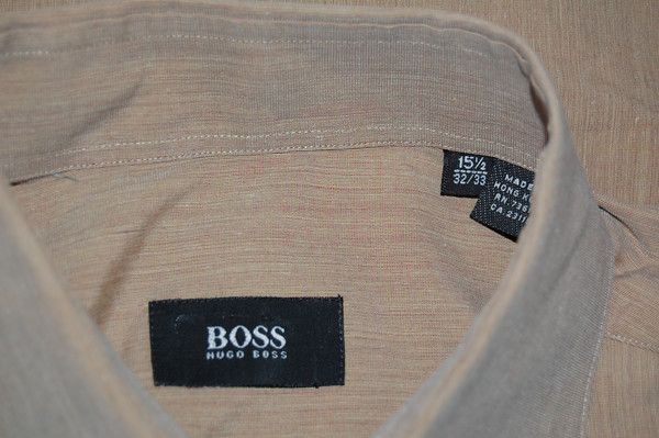 HUGO BOSS LONG SLEEVE BROWN COTTON SHIRT MENS MEDIUM  