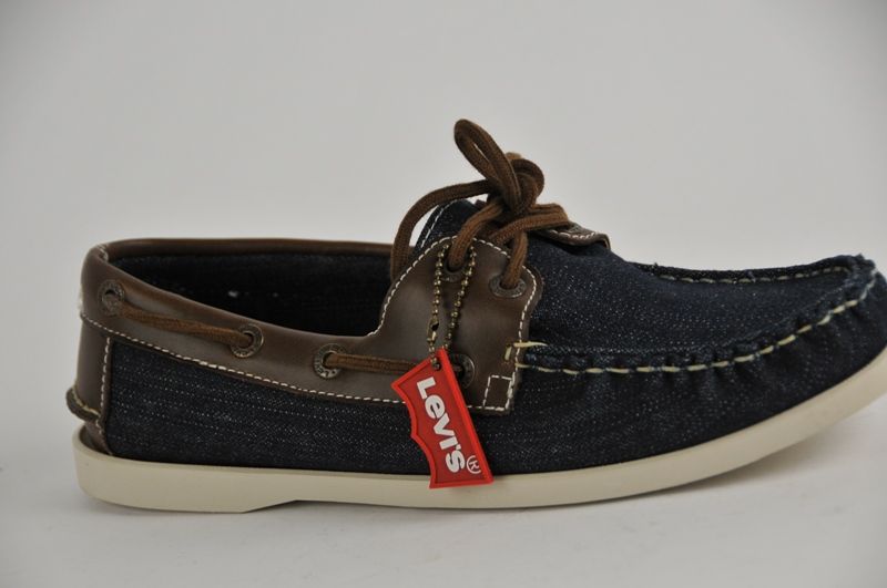 MEN LEVIS BRANDEN LOW 2 DENIM BROWN BOAT SHOES US 9 NIB  