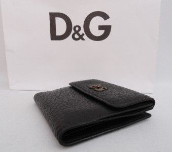 BN Dolce & Gabbana Black D&G logo Leather Wallet Bag Purse   Rare 