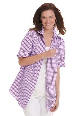   BUTTON DOWN   S/S SHIRT SEERSUCKER GINGHAM PLAID FRESH VIOLET  