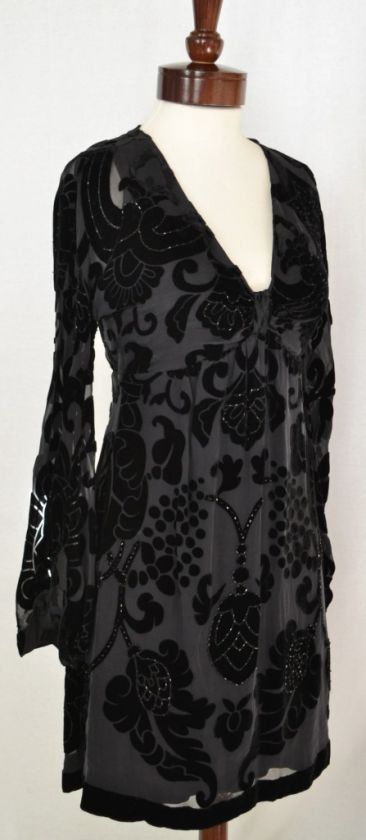   Velvet Dress XS 0 2 4 UK 4 6 8 NWT Sweet Surrender Black Beaded  