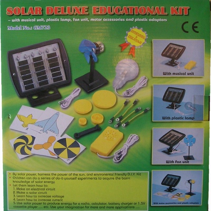 Deluxe Solar Panel Education Kit, Fan, Light, Music sun  