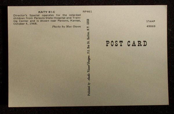 1968 Katy Railroad Diesel Train Hospital Parsons KS PC  