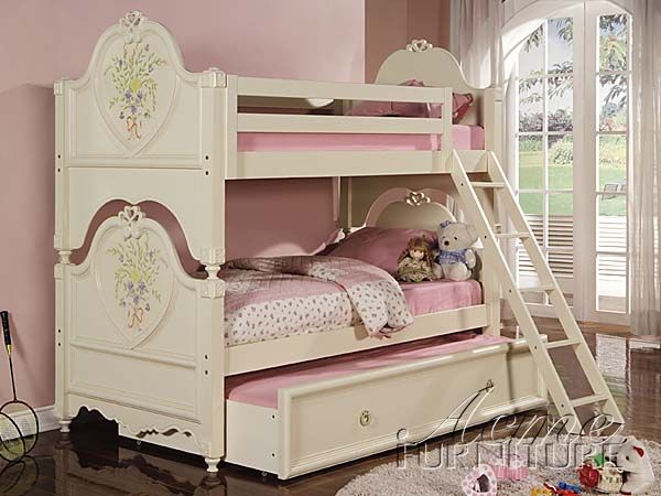 Youth Cream Twin Trundle Bunk Bed  