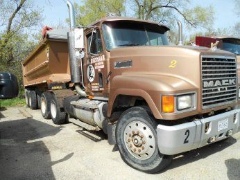 1995 Mack CH613 Semi Truck Day Cab with 2000 Hillbilt Dump Trailer 