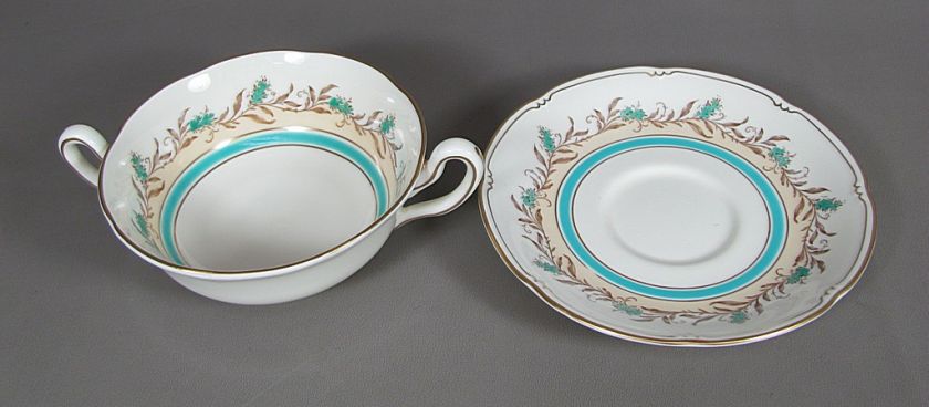 Set of 14 ROYAL DOULTON Cream Soup Bowls & Saucers in PRELUDE  