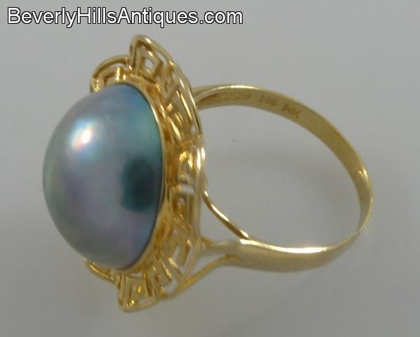 Beautiful Mabe Pearl 14k Gold Designer Ring  