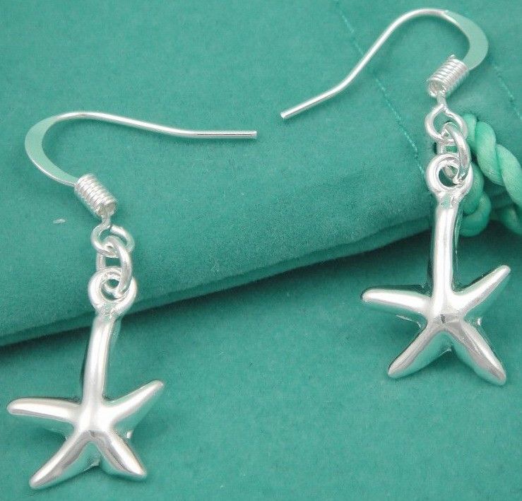 Silver EP Starfish/Star Earrring Sale Free Ship EA020  