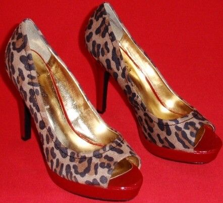   CANDIES YUNNIS SPRINT Leopard Peep Toe Platform Pumps Dress Shoes