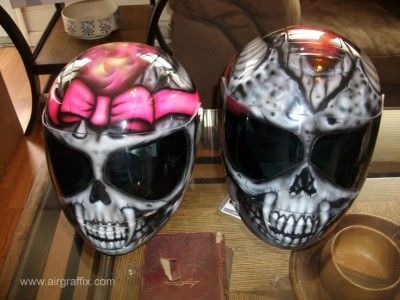   Painted Airbrushed Skull w/ True Fire Z1R Any size Helmet  