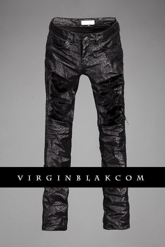 vb HOMME Snakeskin Damage Wash Destroyed Slim Jeans 1SW  