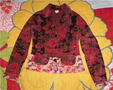 Rare Anthropologie 2004 Snak Rose Garden Velveteen Jacket Blazer XS 2 