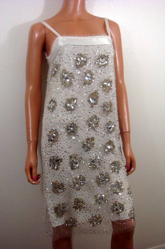 MILLY sequined CELEB shift WHITE sz 2 dress $780  