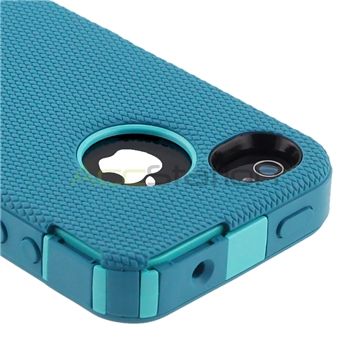   DEFENDER CASE & CLIP For IPHONE 4 4S LIGHT TEAL SHELL DEEP TEAL SKIN