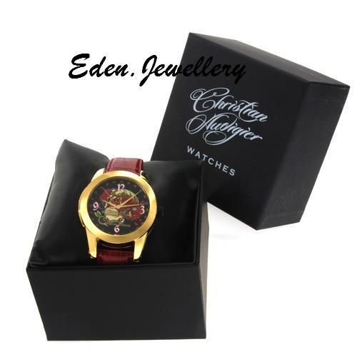 CHRISTIAN AUDIGIER Date Watch CROWN OF ROSES Genuine Leather Bonus 