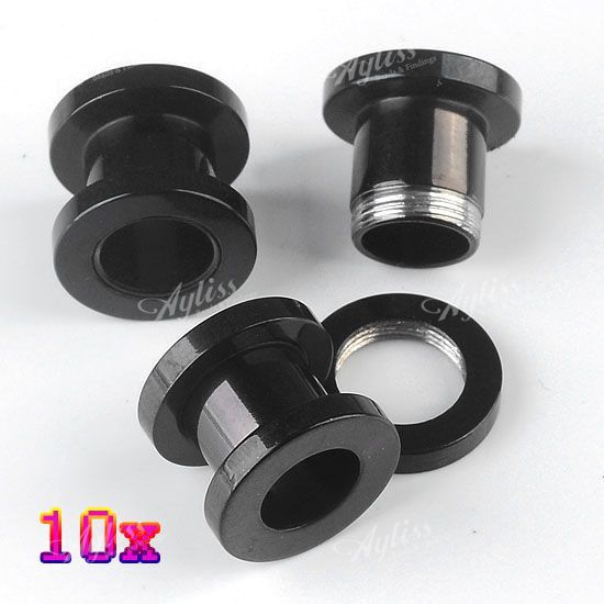 10/50pcs Black 2  20mm Ear Tunnel Plug Kit Stretcher Flesh Expander 