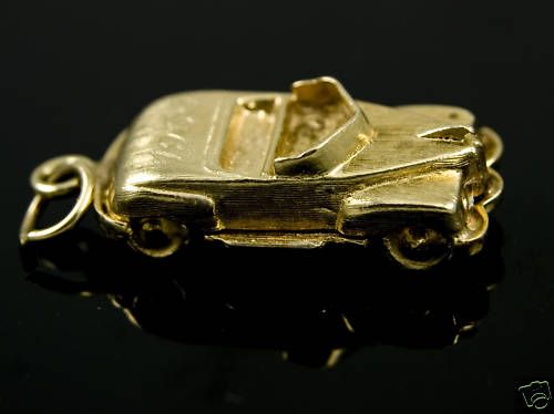 Vintage 14k Yellow Gold Movable Roadster Car Charm  