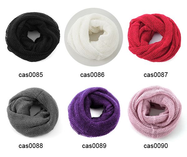   Knitted infinity Scarf Endless Fringe Snood Circle Crochet Cobweb Loop