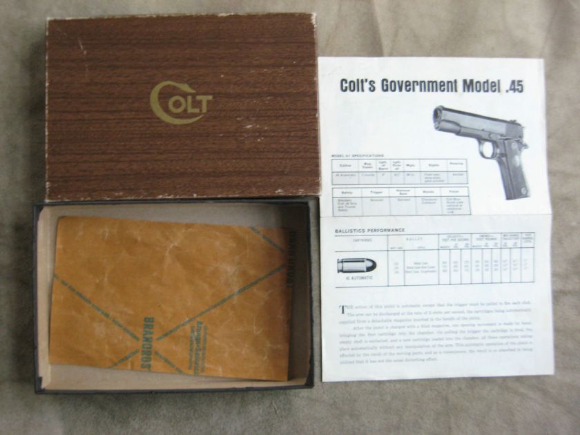 Colt .45 Auto Government Model Pistol Box ACE Gold Cup Commander Paper 