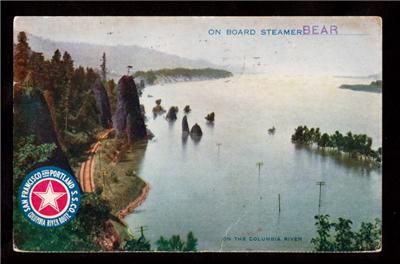 1910 columbia river str. bear ship advertising postcard  