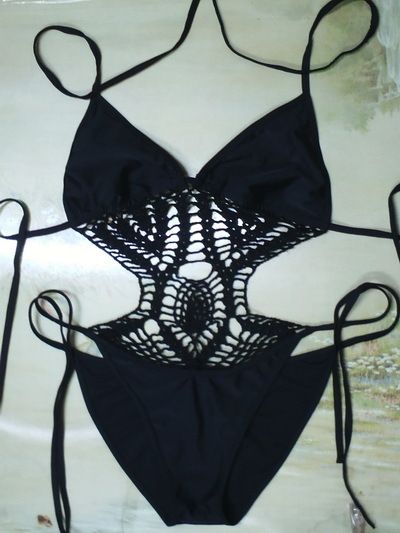 Monokini Handmade Crochet Hippie style Black / L  