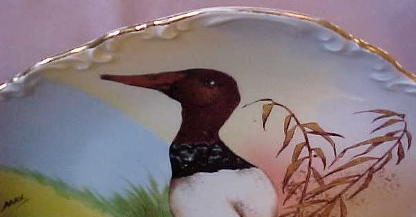 LIMOGES CORONET HAND PAINTED PLATE W/DUCK SIGNED  