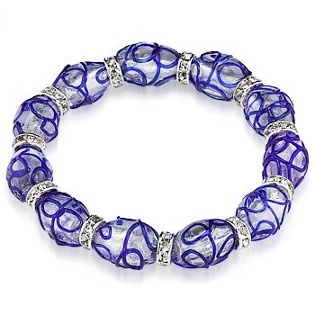   Glass Bead CZ Crystal Womens Beaded Fashion Stretch Bracelet  